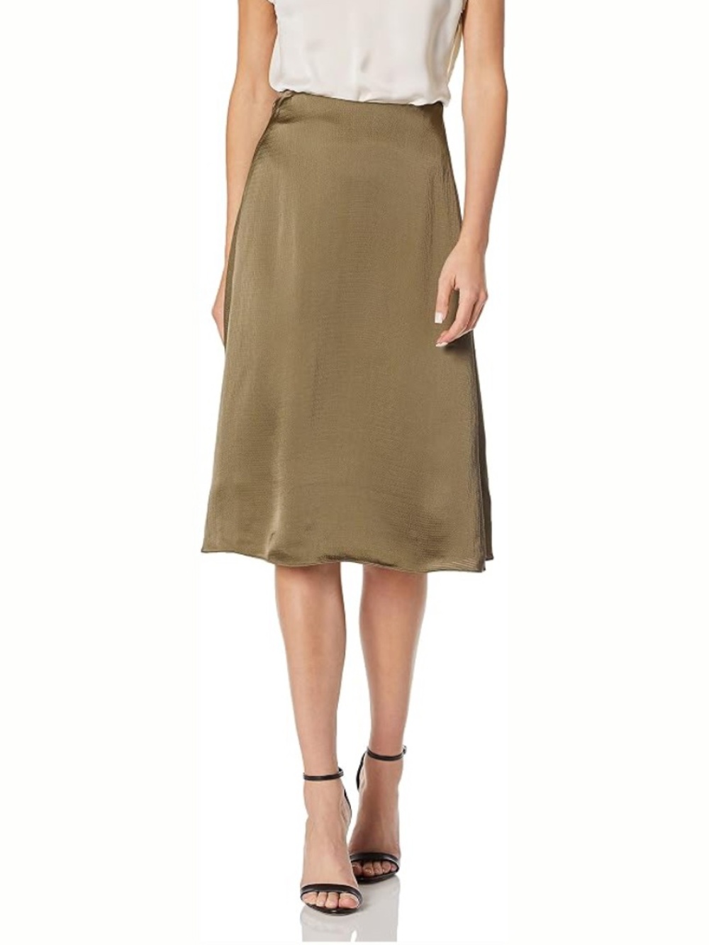 Theory Hammered Viscose Faux Wrap Midi Skirt Size 2 Taupe